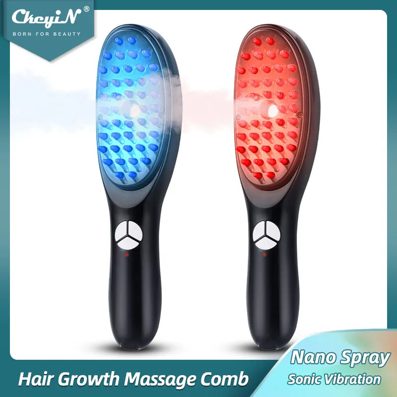 Escova massageadora 3 em 1 multifuncional, massagem de vibração + terapia de luz vermelha e azul + nano atomização VibeBliss.